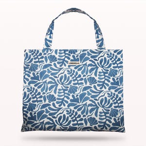 XXL-Stoff-Einkaufstasche mit blauem Ozeanmuster, inspiriert von Henri Matisse