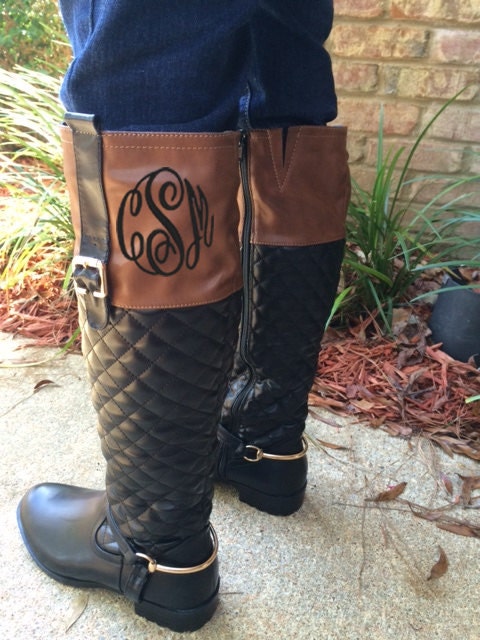 Monogrammed Robin Quilted Two Tone Riding Boots | Etsy