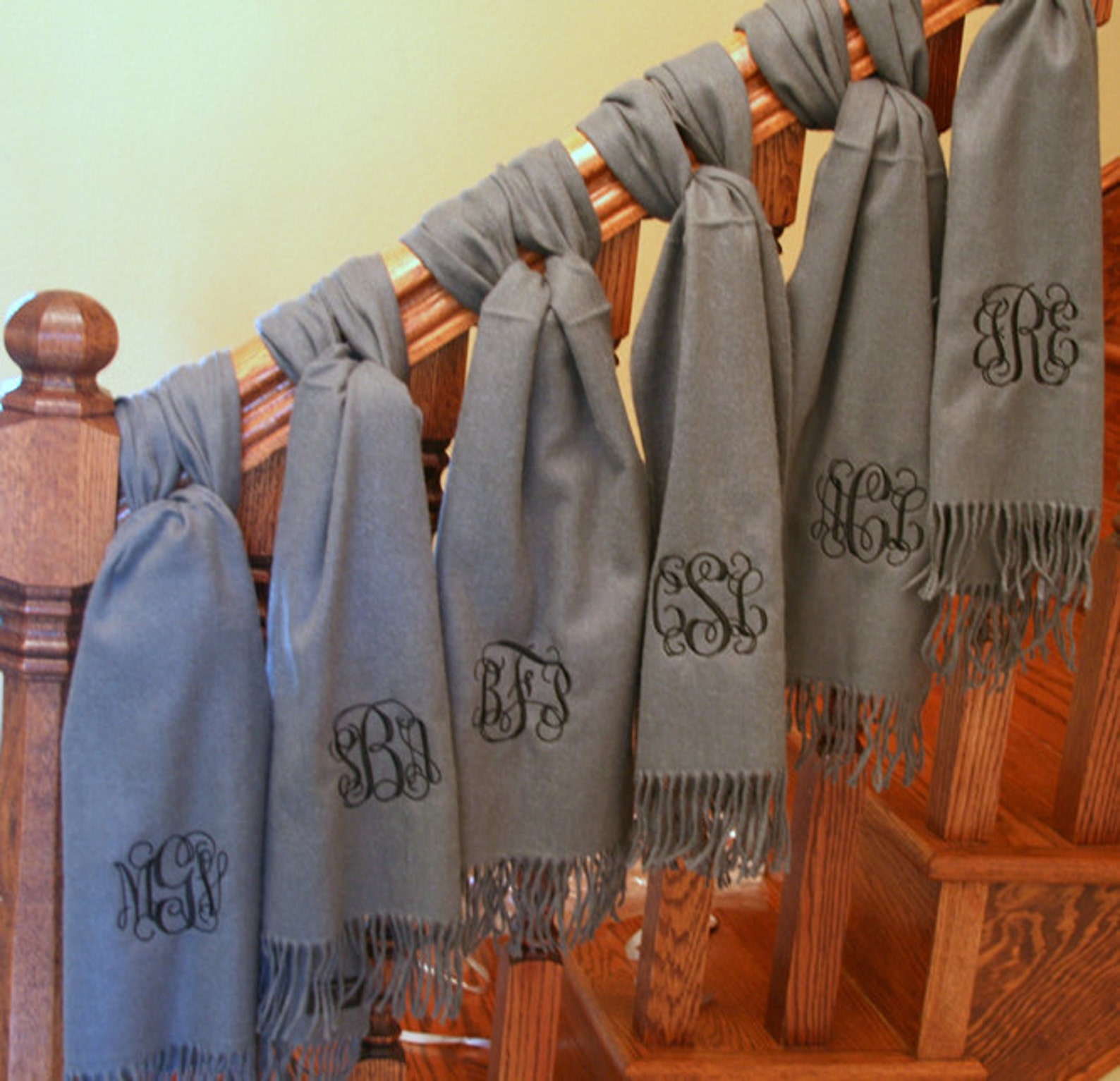 Monogrammed Cashmere Feel Scarf Etsy