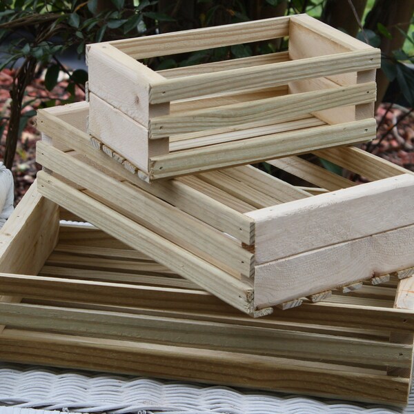 recycled wood crate desk accessory organizer tray nesting crates trays set of 3