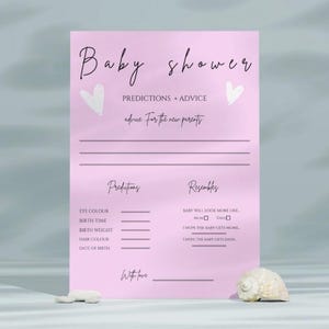 Gioco di carte con previsioni per il baby shower della bambina - modificabile