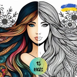 Beautiful Girls Coloring Page - Exquisite Images for Inspiration, Digital Download, Art Therapy, Adults & Kids, Printable PDF