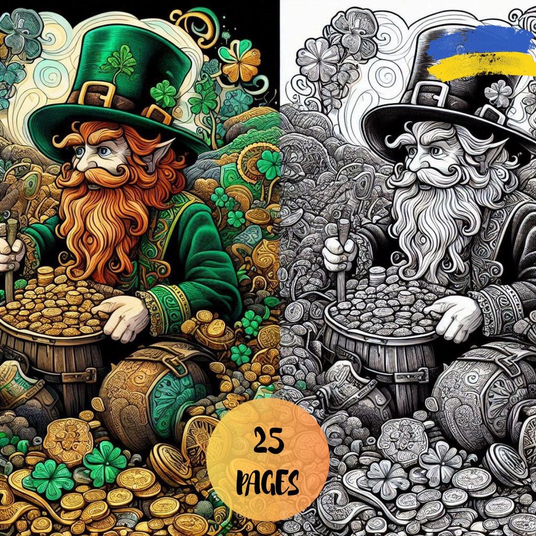 Leprechauns – 25 Coloring Pages – Printable PDF - Etsy