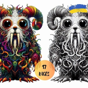 Mythical Monsters 17 Page Fantasy Coloring Book for Kids and Adults Mystical Creatures Instant Download Printable PDF