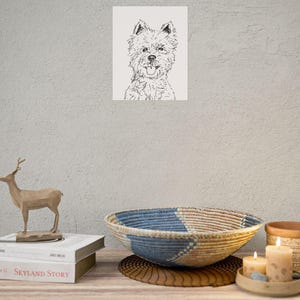 Westie Rolled Poster Matte Finish, West Highland Terrier Wall Art Print, Cute Dog Lover Decor, Minimal Pet Gift Ships from USA, Westie Print