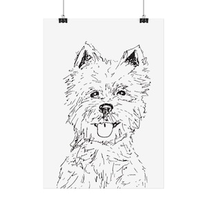 Westie Wall Art Poster Matte or Glossy, Westie Terrier Poster, Pet Lover Gift, Westie Digital Print, Multiple Sizes, Ships from EU,