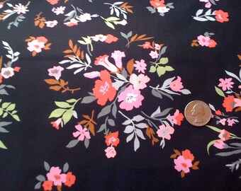 Hokkoh Garden Night Bloom Bouquet Black Japanese Import Cotton Fabric 1 yard