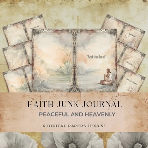 Faith Junk Journal Pages, Printable Christian Journal Kit, Bible Verse Digital Paper, Vintage Religious Scrapbook, Prayer Journal Sheets