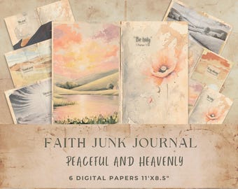 Faith Junk Journal Pages with Bible Verses, Peaceful Christian Digital Papers, Vintage Scripture Printable, Religious Scrapbook Ephemera