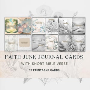Faith Junk Journal Cards with Short Bible Verses, Christian Printable Ephemera, Vintage Scripture Cards for Junk Journaling and Scrapbooking