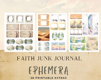 Faith Junk Journal Ephemera, Printable Christian Embellishments, Bible Verse Scrapbook Extras, Religious Junk Journal Kit, Scripture Decor