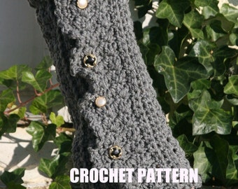 CROCHET PATTERN -  Vintage Style Leg Warmers with Buttons and Ruffle