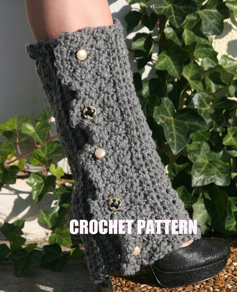 CROCHET PATTERN Vintage Style Leg Warmers with Buttons and Ruffle image 1