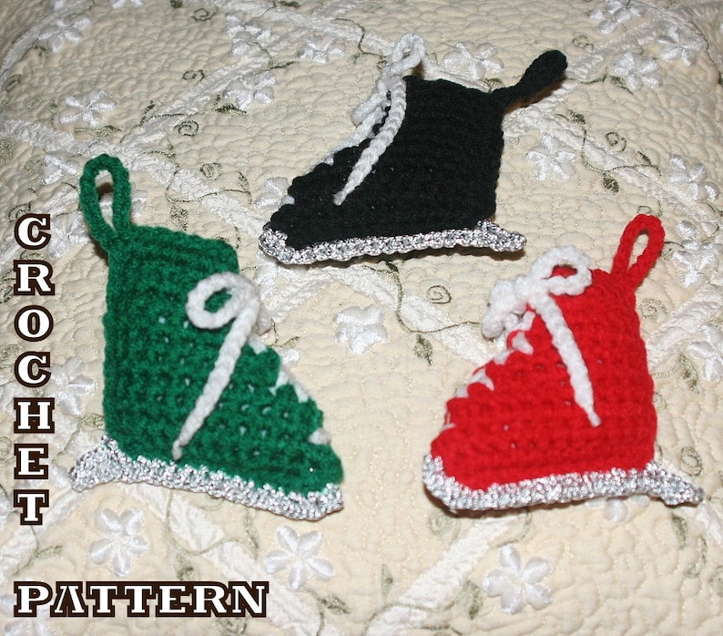 CROCHET PATTERN Ice Skate Christmas Ornament image 1