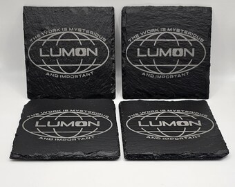 Lumon Industries Black Slate Stone Coaster Set of 4. [Fan inspired art]