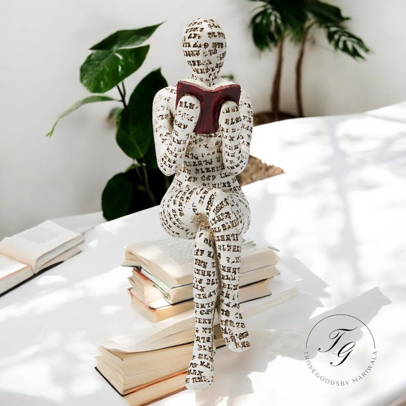 Reading Ornament, Reading Women, Woman Figurine, Book Shelf Ornaments ...
