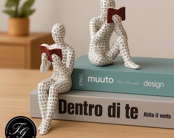 Frau Lesefigur, Buchfigur Schreibtischdekoration, Buchleute, Bücherregalverzierungen, Bücherwurmgeschenk, Einweihungspartygeschenke