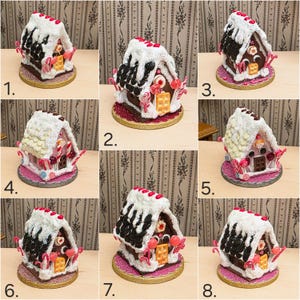 Casa de muñecas en miniatura Casa de jengibre navideña 1:12 Casa de jengibre navideña Casa de muñecas de Papá Noel de Navidad Mini cocina Dulces en miniatura