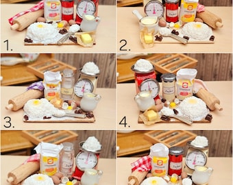 Dollhouse Miniature Baking Scene 1:12 Bakery Kitchen Food Miniature Mini Dollhouse Dough Eggs Cake