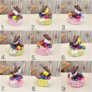 Dollhouse Miniature Osterkorb Easter Bunny Puppenstube Miniatur 1:12 Ostern Süßigkeiten Sweets Treats Bonbon Hase Küken Spring Eier Frühling