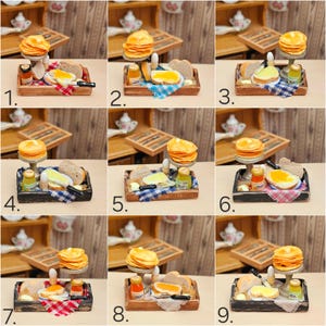 Dollhouse Miniature Frühstück Tablett 1:12 Breakfast Küche Kitchen Essen Food Pancakes Szene Puppenhaus Miniatur Eggs Eier Bread Puppenstube