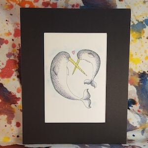 Narwhal Playtime 8x10&quot; matted print