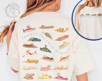Vintage Nudibranch Cotton T-Shirt | Protect the Locals Sea Slug Pattern Graphic Tee