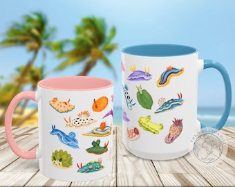 Colorful Nudibranch Pattern Mug | Sea Slug Lover Gift | Scuba Diver Coffee Mug