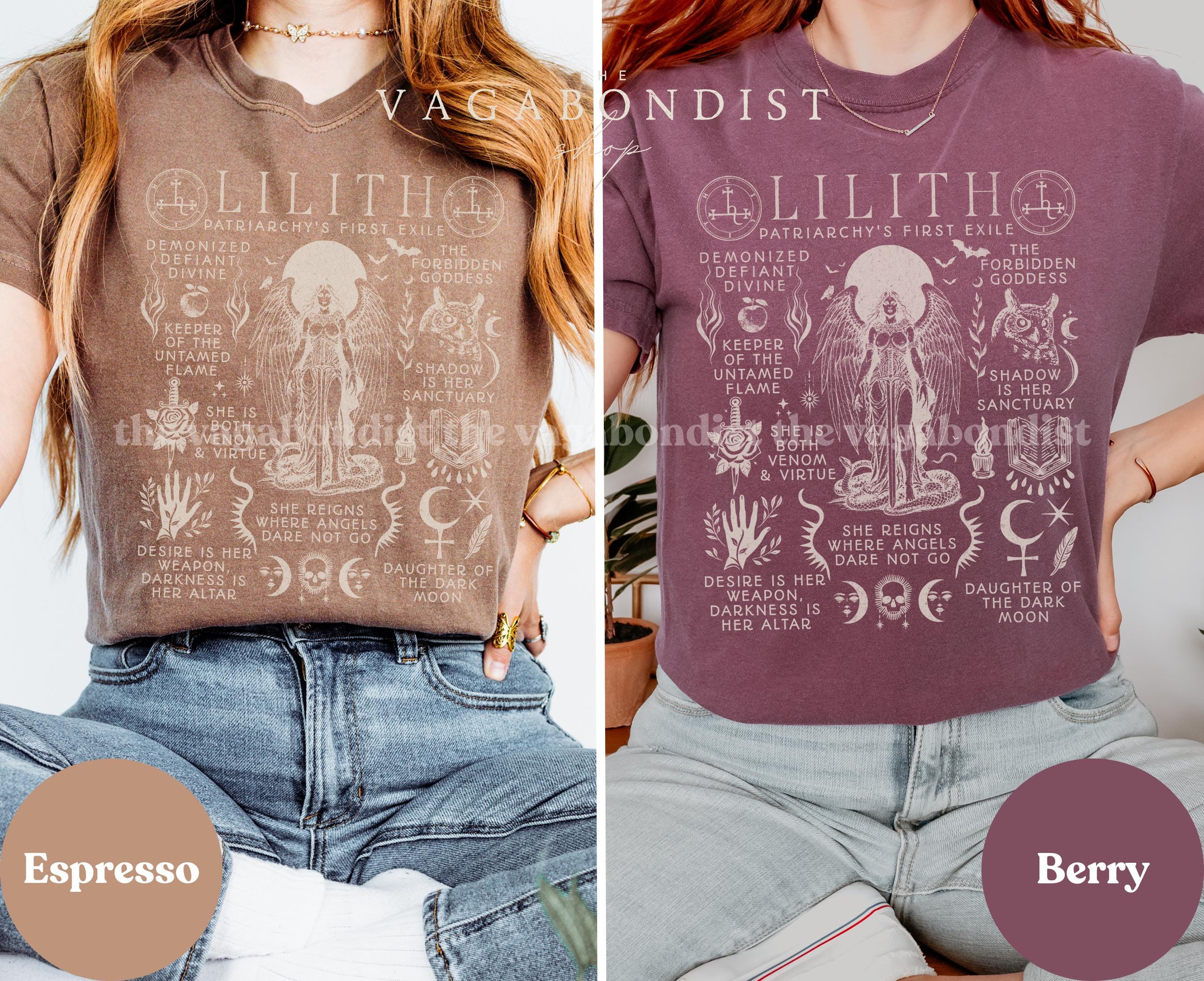Lilith Color Lilith Feminist Tshirt | Witchcraft Dark Academia Comfort Colors Shirt ...
