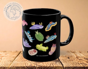Nudibranch Pattern Mug | Sea Slug Art Ceramic Coffee Mug | Scuba Diver Gift