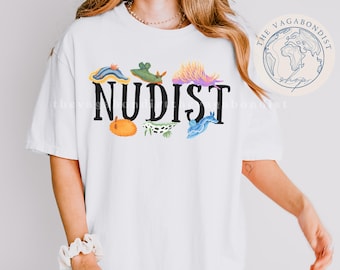 Nudist Nudibranch Cotton T-Shirt | Funny Sea Slug Graphic Tee