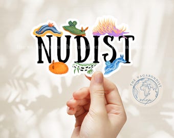 Nudist Nudibranch Sticker | Funny Sea Slug Gift | Vinyl Water Bottle Stickers