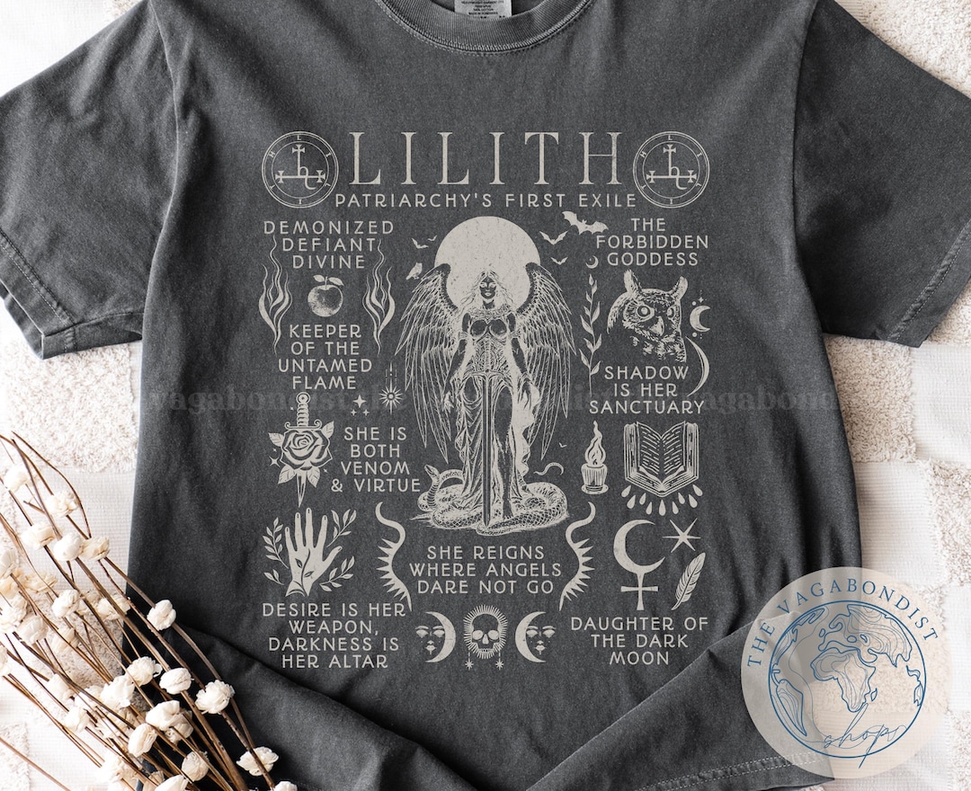 Lilith Color Lilith Feminist Tshirt | Witchcraft Dark Academia Comfort Colors Shirt ...