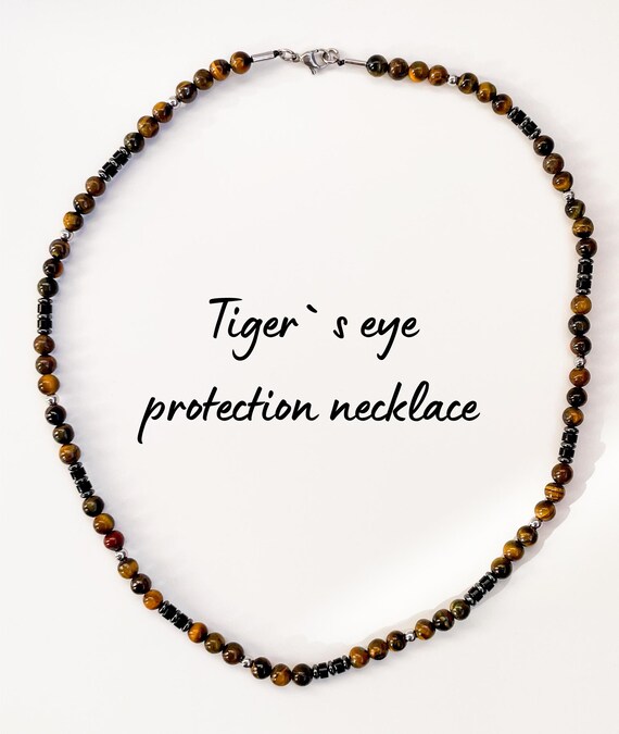 Cadenas Para Hombre Protection Tiger Eye Choker Black Lava