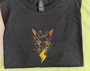 Electric anime Poke-Inspired Embroidered T-Shirt
