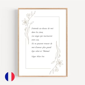 Poster di poesia stampabile di Edgar Allan Poe in francese per la festa della mamma