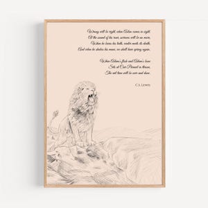 Póster de Aslan y cita de la profecía de las Crónicas de Narnia de C. S. Lewis: El león, la bruja, Narnia - Libro, película, regalo