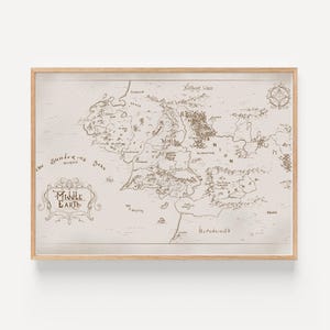 Poster imprimable de la carte de la Terre du Milieu du Seigneur des Anneaux de Tolkien, cadeau pour les fans du LOTR et du Hobbit