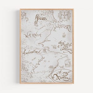 Poster carte Narnia inspirée par Pauline Baynes et livres de CS Lewis Chroniques de Narnia, cadeau Narnia pour amoureux de livres et films