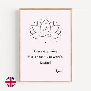 Inspirational Zen quote poster by Rûmî about life and spiritual wall art