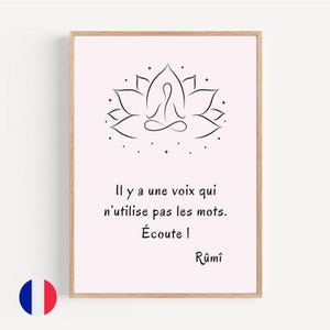 Inspirational Zen french quote by Rûmî about life and spiritual wall art