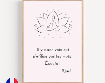 Inspirational Zen french quote by Rûmî about life and spiritual wall art