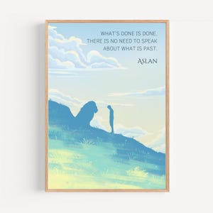 Narnia poster by C.S. Lewis, with landscape mural and Aslan quote