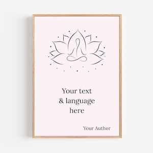 Póster poema o cita para personalizar con temática zen y espiritual, flor de loto y meditación.