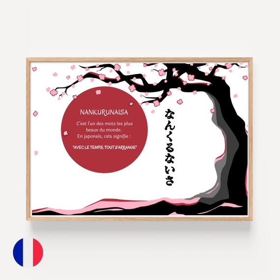 Printable Poster Nankurunaisa Quote in French With Japanese