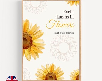 Gedichtdruck von Ralph Waldo Emerson, Sonnenblumen-Poster