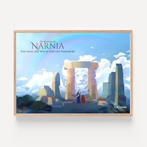 Póster de Narnia: Aslan y la mesa de piedra, paisaje del mundo de Narnia de CS Lewis, regalo de arte mural para amantes de los libros y las películas.