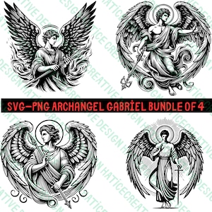 Archangel Gabriel Bundle SVG, Gabriel Clipart, Hand Drawn Archangel Theme Vector Illustration, Archangel Gabriel Clipart, Instant Download