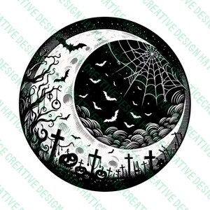 Halloween Moon Svg, Moon Design Dxf, Halloween Moon Png, Moon Design With Halloween By Print, Gift For Design Lover, Halloween Moon Dxf,