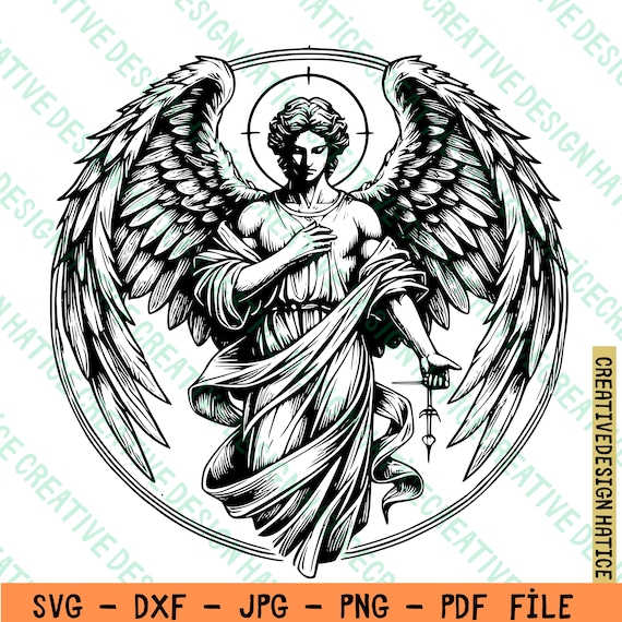Archangel Gabriel SVG, Gabriel Clipart, Hand Drawn Archangel